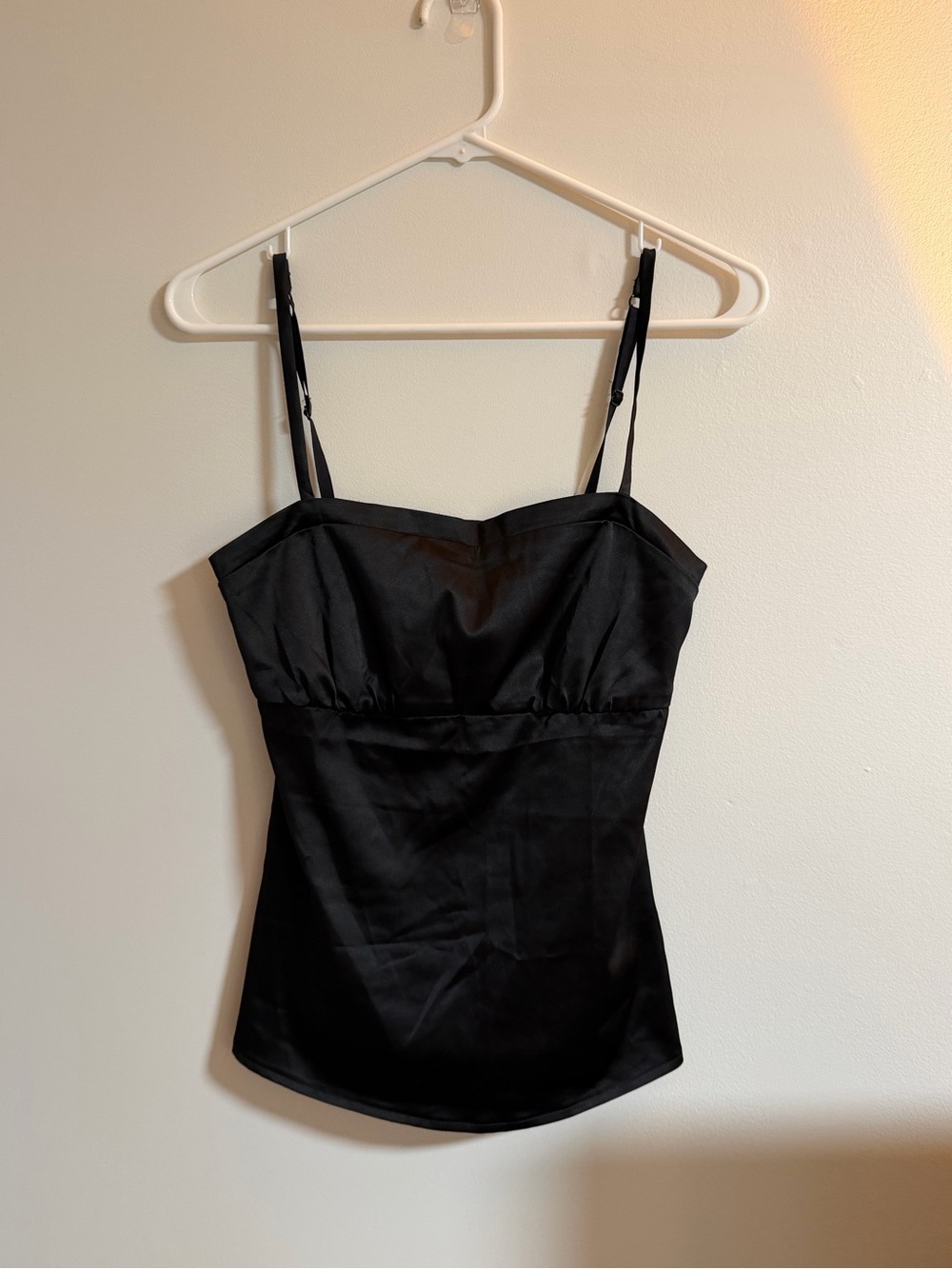 New York & Company Black Satin Cami Tank with Adjustable Straps